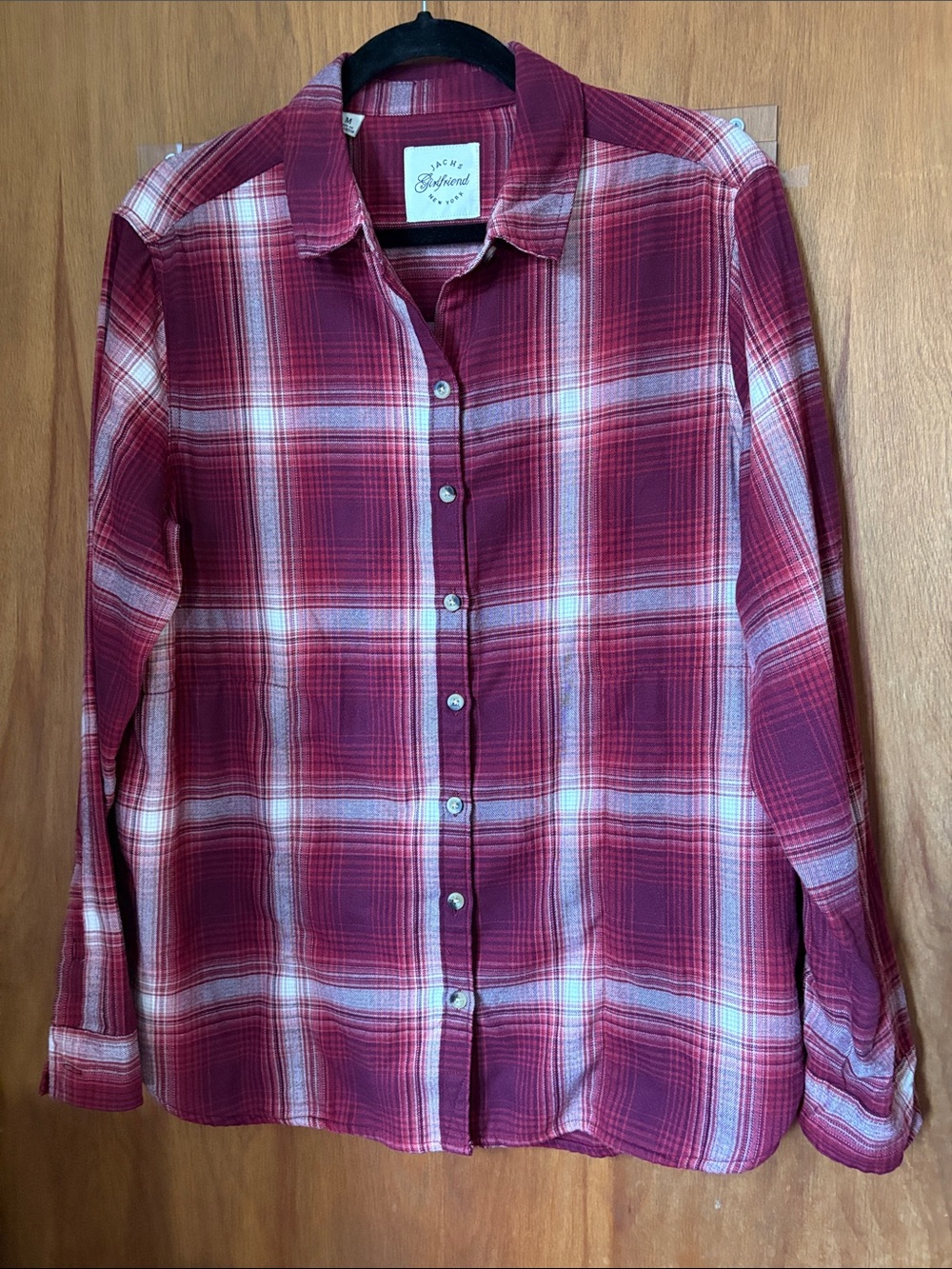 Jachs Girlfriend Women’s Red Plaid Soft Button-Up Flannel Shirt - Picture 4 of 9